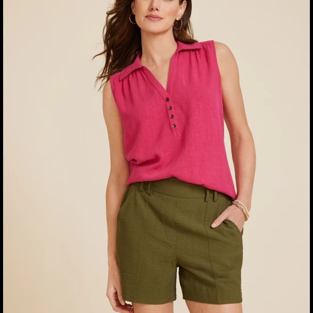 Plus Size Johnny Collar Tank Top